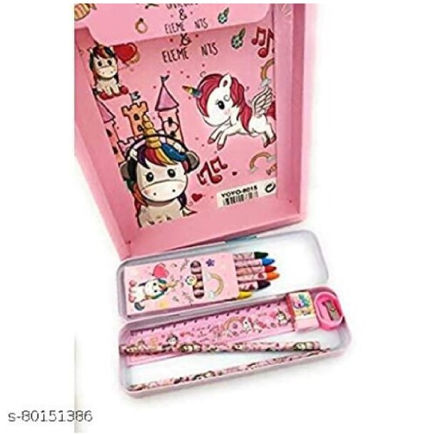 Esmi Unicorn Stationery Set 1 box 1 steel pencil box 2 pencils 1