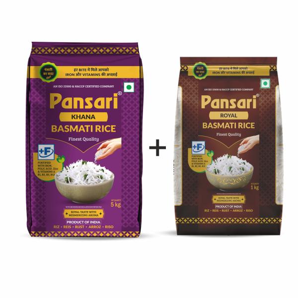Pansari Basmati rice Combo Royal & Khana (5+1Kg) - 6Kg - JioMart