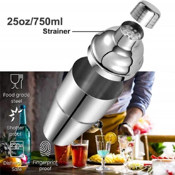 750 ml Drink Shaker Kosma Stainless Steel Cocktail Shaker Dimple and Copper Plated Finish Mocktal Shaker 