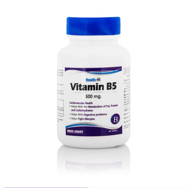 Healthvit Vitamin B5 (Calcium Pantothenate) 500mg 60 Capsules - JioMart