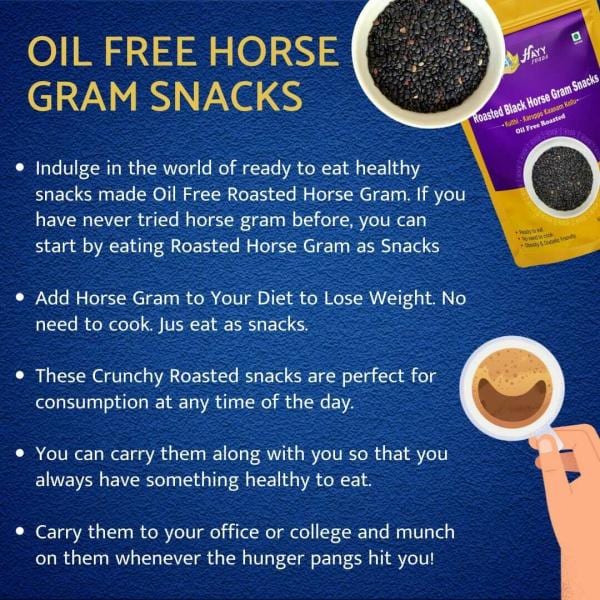 HayyFoods Roasted Black Horse Gram Snacks (ReadytoEat) (WeightLossFood
