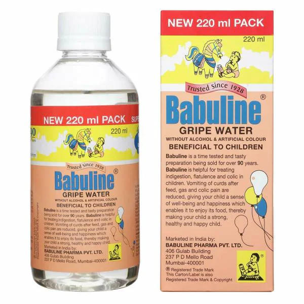 Babuline Gripe Water for Baby 220ml Stomach Pain Relief Indigestion