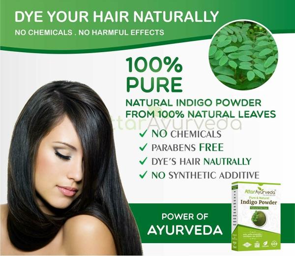 Attar Ayurveda Natural Dye for Black Hair (Henna Leaves powder, Indigo  leaves powder combo pack) - JioMart