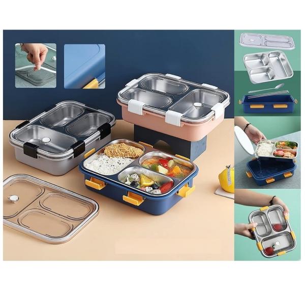 MT HUB 3 Compartment BPA Free Stainless Steel Lunch Box With Spoon mt-hub-3-compartment-bpa-free-stainless-steel-lunch-box-with-spoon