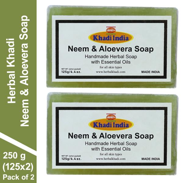 Herbal Khadi Natural Neem & Aloevera Soap Clear & Glow Moisturize Skin