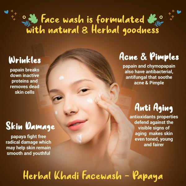 Herbal Khadi Papaya 100 Natural No Sulphates & Parabens Anti Tan Anti Acne Sun Protection Face
