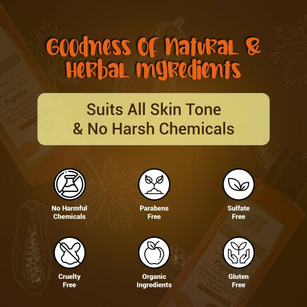 Herbal Khadi Papaya 100 Natural No Sulphates & Parabens Anti Tan Anti