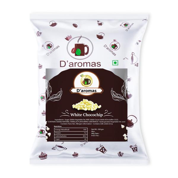 D'aromas White Chocolate Chips for Cake Decoration,Cookies,Baking and