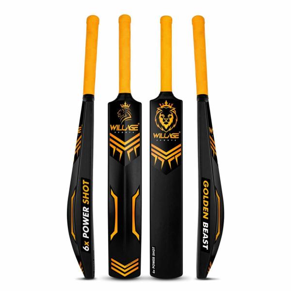 WILLAGE Plastic cricket bat full size for tennis ball Golden Beast