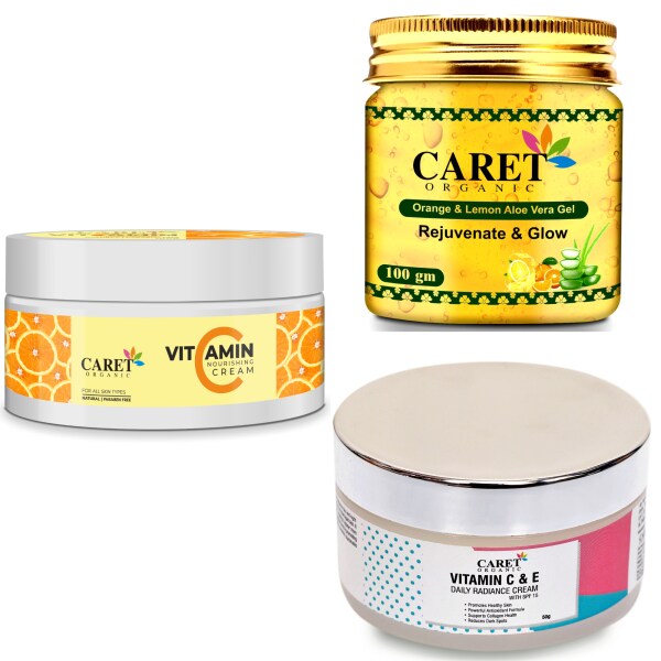 Caret Organic Vitamin C Nourishing Cream, Vitamin C Aloevera Gel AND