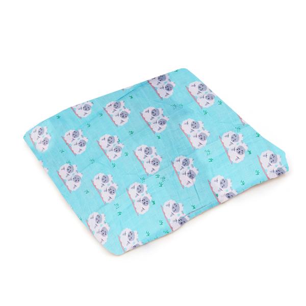 Polka Tots Organic Muslin Cotton SwaddleSheep Sky Blue JioMart