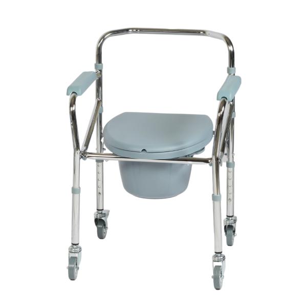 VMS Careline Standard Foldable Commode Wheelchair with Long Bucket and