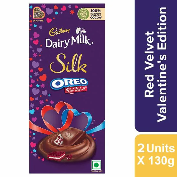 Cadbury Dairy Milk Silk Oreo Red Velvet Valentine's Edition, 130g Pack
