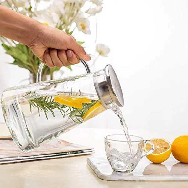 Cracker Transparent Steel Hot Water Glass Jug Milk Carafe With Lid For