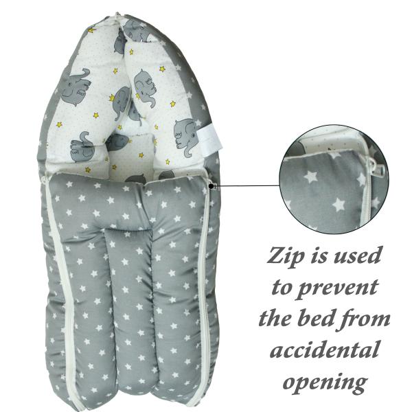 Unibee Grey Zippee 3 in 1 Cotton Baby Carry Bed Cum Sleeping Bag (04