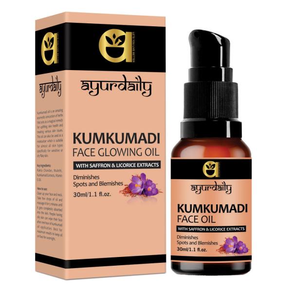 Ayurdaily Kumkumadi Face Glowing Oil with Saffron & Licorice Extracts