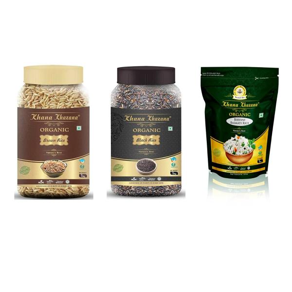 Khana Khazana Organic Brown Rice With Black Rice And Biryani Basmati