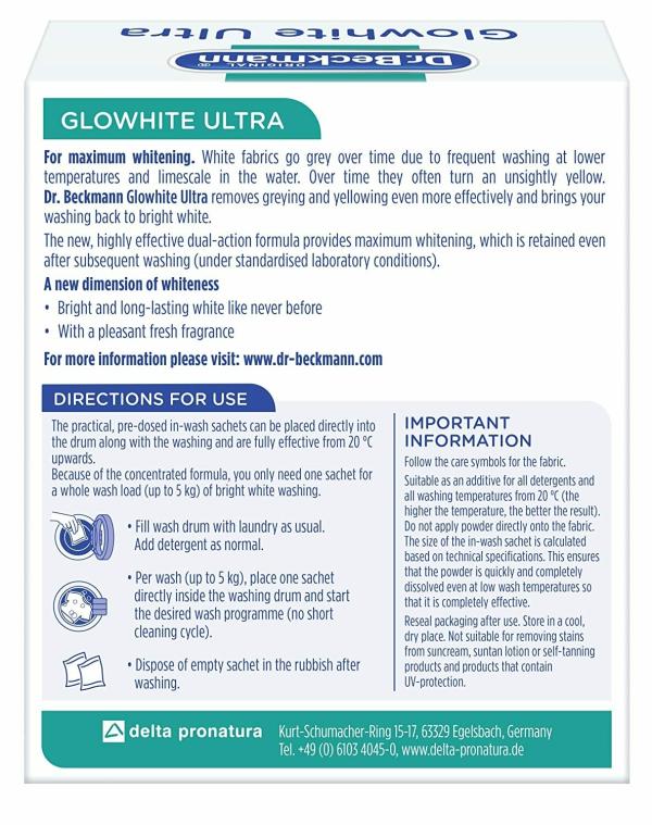Dr. Beckmann Glowhite Ultra Fabric Whitener with Stain Remover, Removes