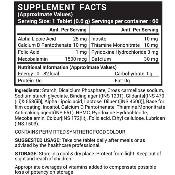 Inlife Vitamin B12 1500 mg With B1 B5 B6 Alpha Lipoic Acid ALA Inositol