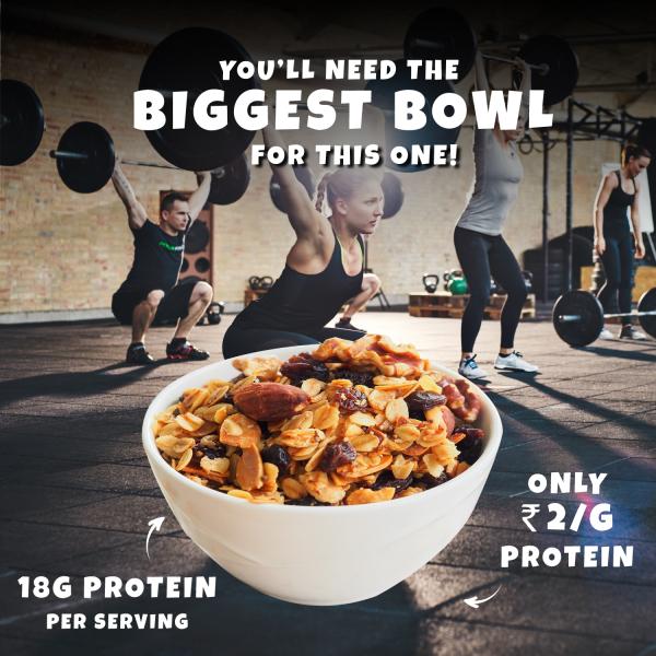 MuscleBlaze High Protein Muesli, Fruits & Nut, 18 g Protein, with