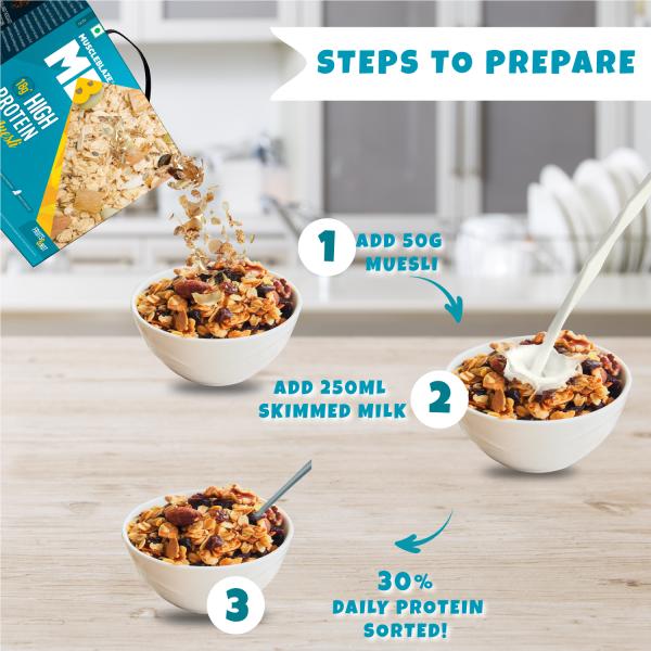 MuscleBlaze High Protein Muesli, Fruits & Nut, 18 g Protein, with