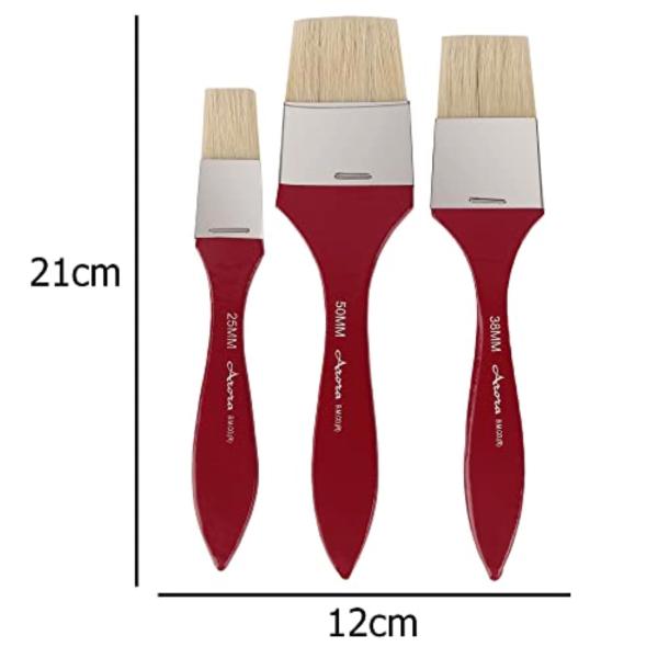 FRKB Natural Hog Hair Flat Bristles Paint Brush Set of 1 inch, 1.5 Inch