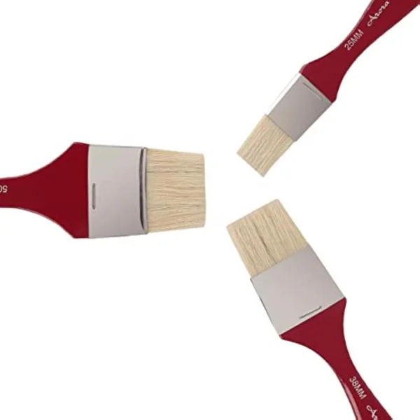 FRKB Natural Hog Hair Flat Bristles Paint Brush Set of 1 inch, 1.5 Inch