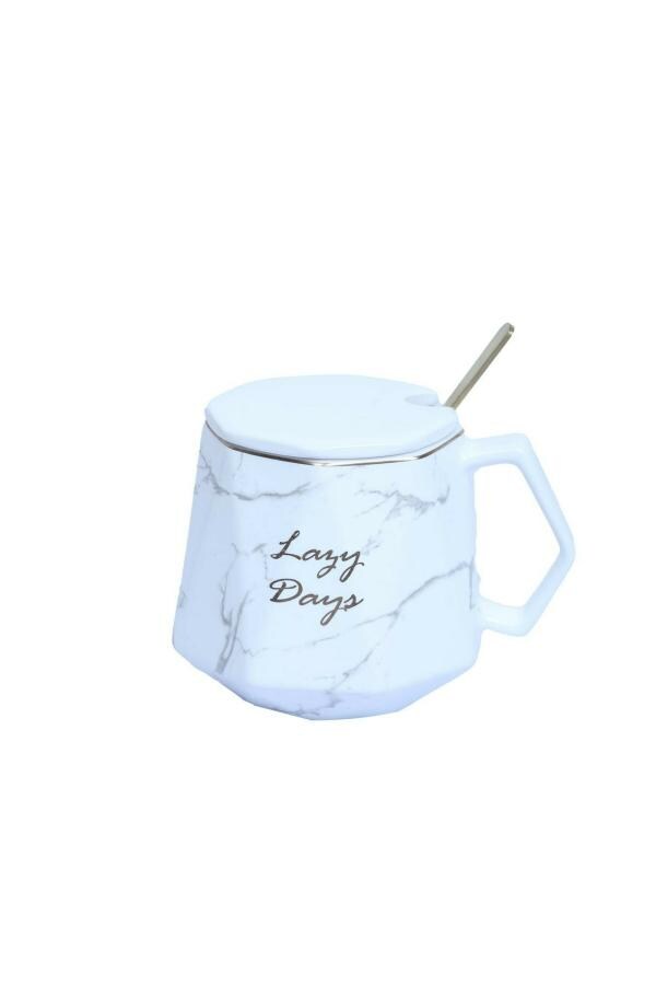 Lofa White Ceramic Coffee Mugs with Lid and Spoon JioMart