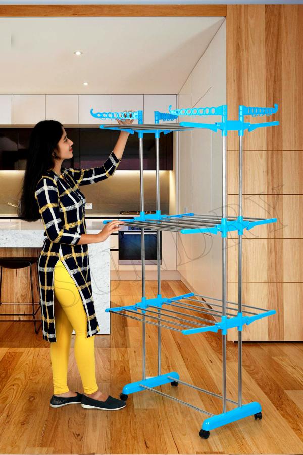 Clothes Drying Racks, 3 Tier Collapsible Rolling Dryer Clothes Hanger