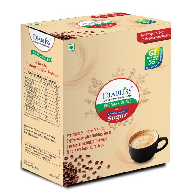 Diabliss Diabetic Friendly Sugar 40 * 5g Sachets Box and 3inone Instant Coffee Premix JioMart