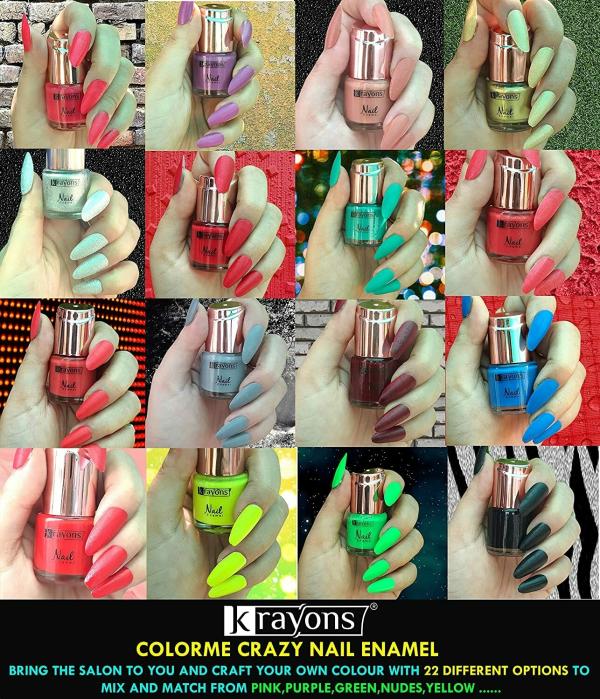 Krayons Crazy Gel Nail Enamel Waterproof Smudgeproof Longlasting 8 ml