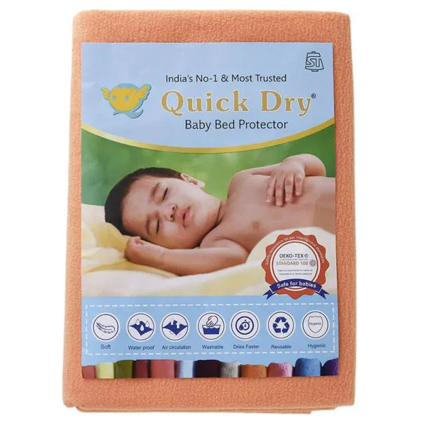 Quick Dry Baby Bed Protector Peach Small 50cm x 70cm JioMart
