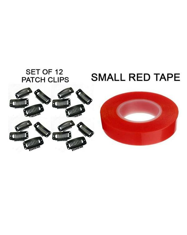 LYTIX Black, Red Synthetic 12 Hair Extension Clips with 1 Transparent