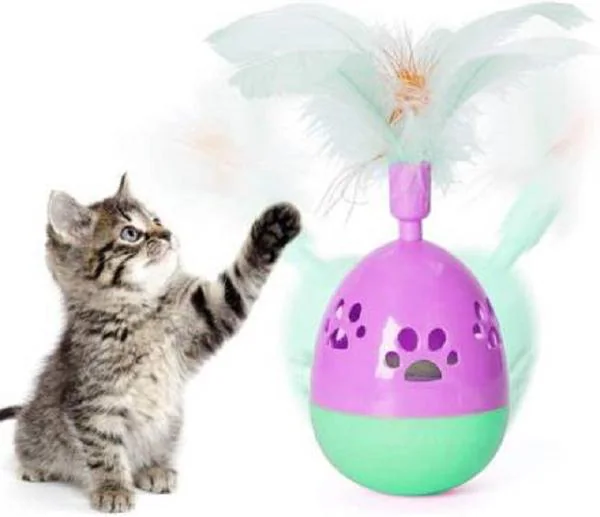 Emily Pets Cat Toy Interactive Rolly Polly Tumbler with Feather Toy