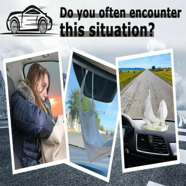 CARIZO Sun Visor Car Tissue Holder, Car Mask Holder, Premium Black