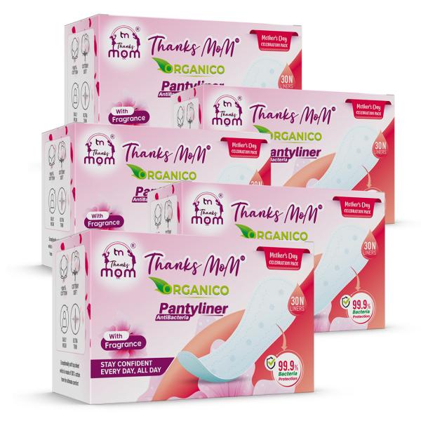 Thanks Mom ORGANICO PANTY LINERS 30 LINERS BOX OF 30X5=150