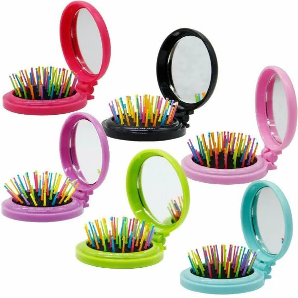 Crackles Small Folding Pocket Soft Hair Brush Comb With Mirror - Set of 5 -  JioMart