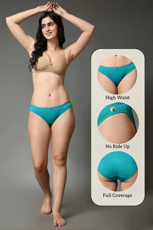 FF Essentials Women's Cotton Bikini Brief Underwear No Show Panties