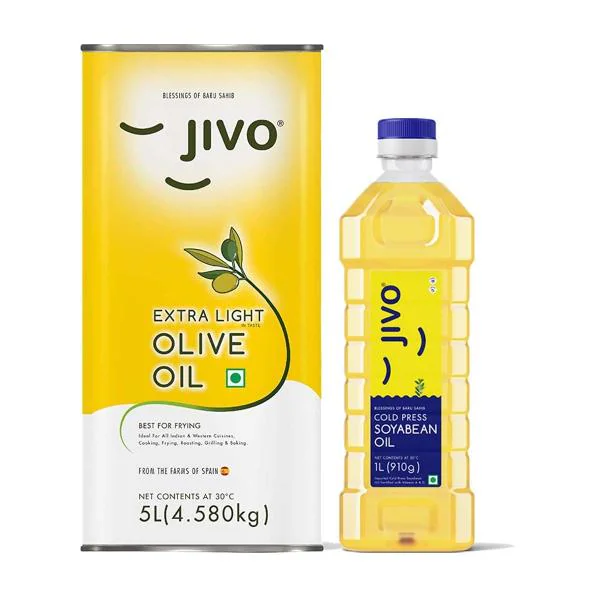 JIVO Extra Light Olive Oil 5L + 1L Cold Press Soyabean Oil JioMart