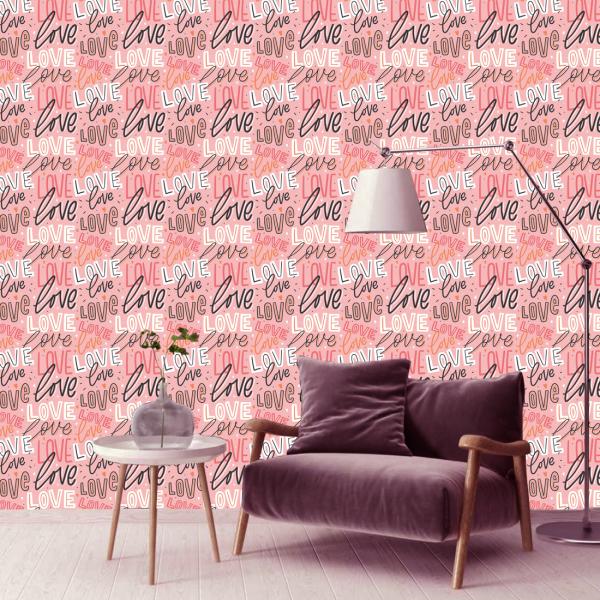 WallWear Wallpapers & Wall Stickers Model (PinkLove) Pack Of 1 Roll