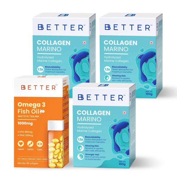 Bbetter Omega 3 Fish Oil And Collagen Marino ,Pack Of 3 JioMart