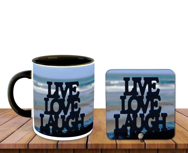 Whats Your Kick Live Love Laugh Wallpaper Designed Printed Black Ceramic  Coffee Mug and Tea Mug 325 ml with Desky - JioMart