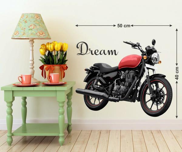 Customscart Multicolor Vinyl Bike With Dream Quote Printed Wallsticker