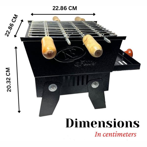 Ne Grills Black Metal Foldable Briefcase Style Picnic Charcoal Barbeque