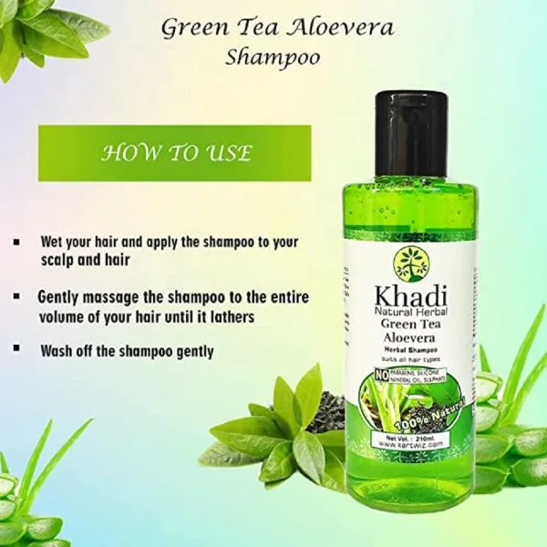 Khadi Natural Herbal Green Tea Aloevera Shampoo For Hair Growth| Repair  Damage Hair| Shiny And Strong Hair| 210ml Pack of 4 - JioMart