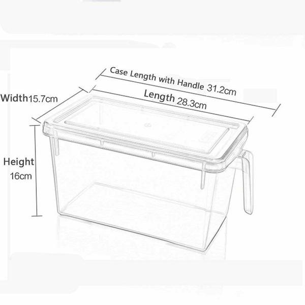 Fridge Storage Pack of 2 Refrigerator Organizer Container Square Handle