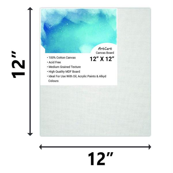 Artcart White Cotton Canvas Oil Painting Boards, 12 X 12 Inch (Pack Of