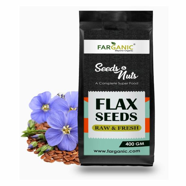 Farganic Raw Flax Seeds for Eating Rich in Fiber and Omega 3 for