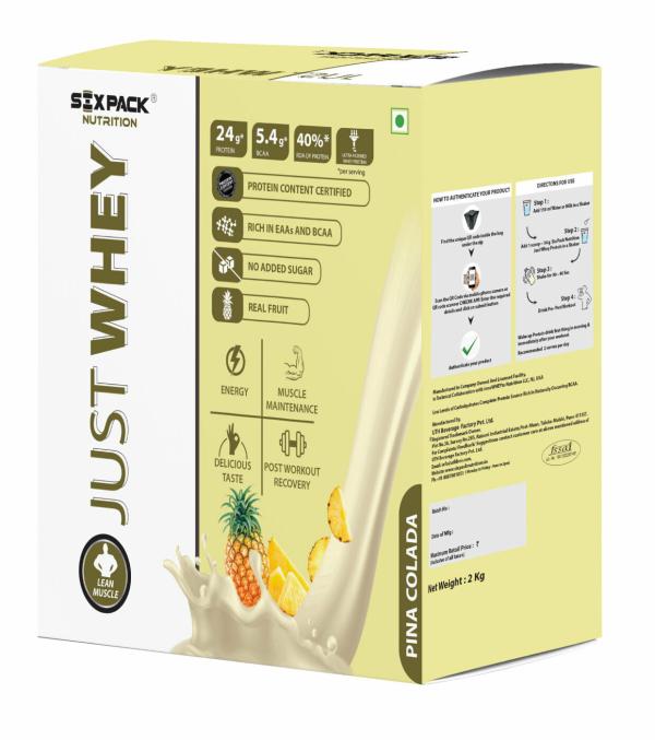 Six Pack Nutrition Pina Colada Flavour Just Whey Protein Powder 2 kg