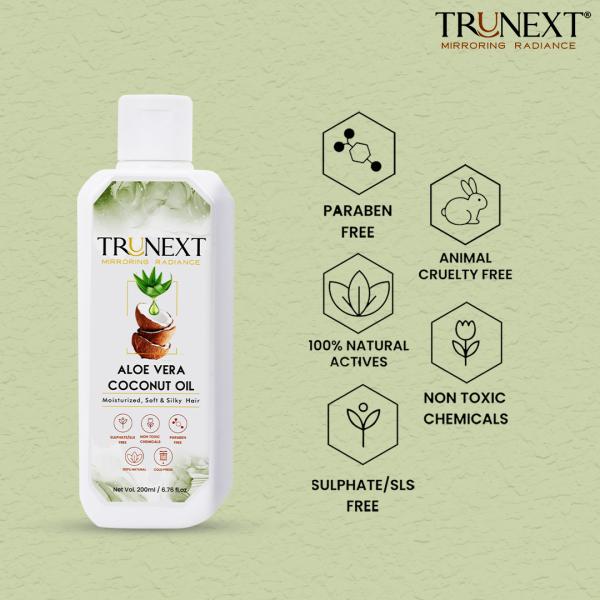 Trunext Aloe Vera Coconut Hair Oil, Controls Hair Fall, Fights Dandruff